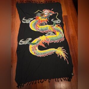 Dragon Print Black Swim Sarong